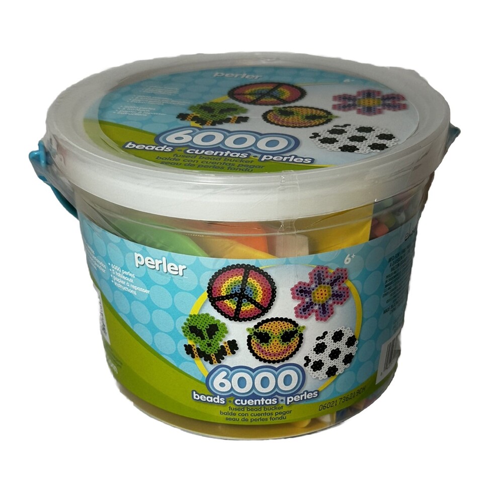 Perler Bead Set Bucket With 9 Pegboards Multi Mixed Assorted Colors beads